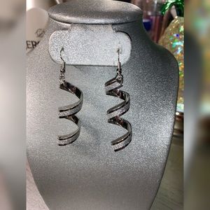 Beautiful silver sparkly spiral earrings